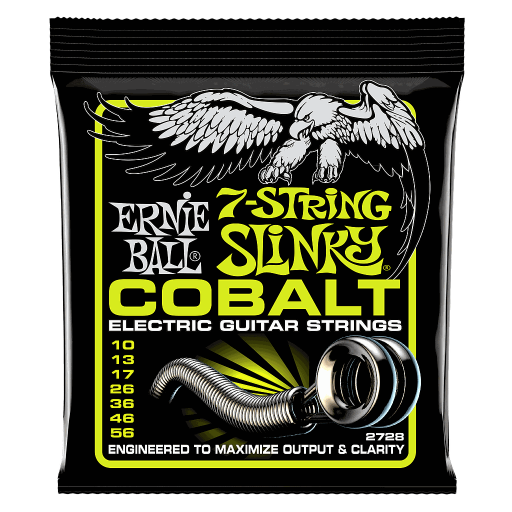 Ernie Ball - Encordado Regular Slinky para Guitarra Eléctrica de 7 Cuerdas, Calibre: 10-56 Mod.2728