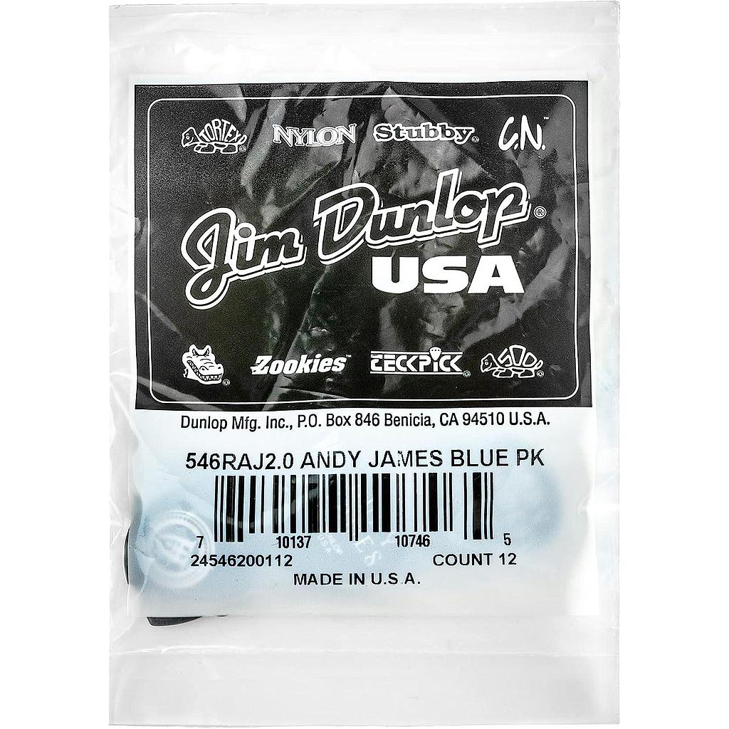 Dunlop - 12 Plumillas Andy James Flow Guitarra, Tamaño: 2.0 mm Mod.546RAJ200