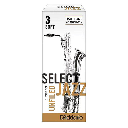 D'Addario - 5 Cañas Select Jazz Unfiled para Sax Baritono, Medida: 3S Mod.RRS05BSX3S(5)_63