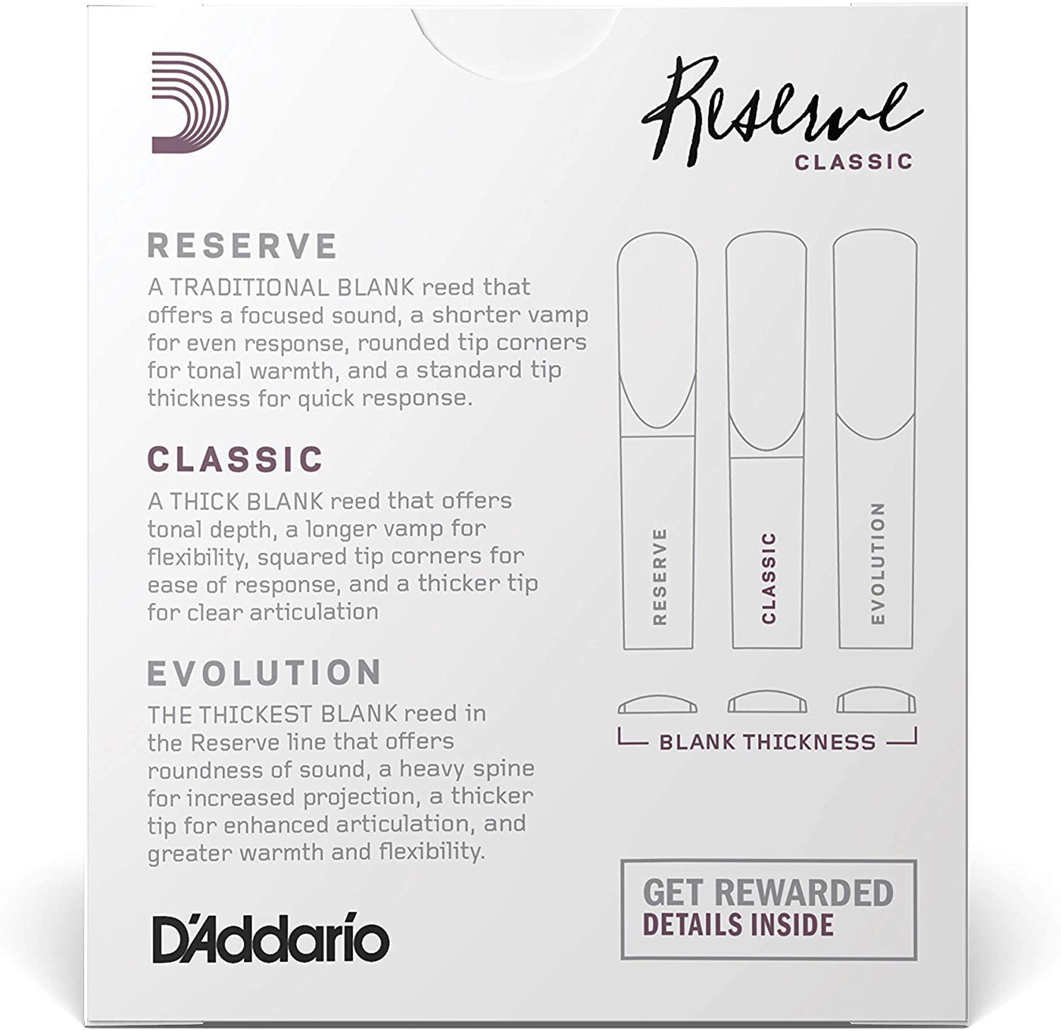 D'Addario - 10 Cañas Reserve Classic para Clarinete Sib, Medida: Varias Mod.DCT10___59