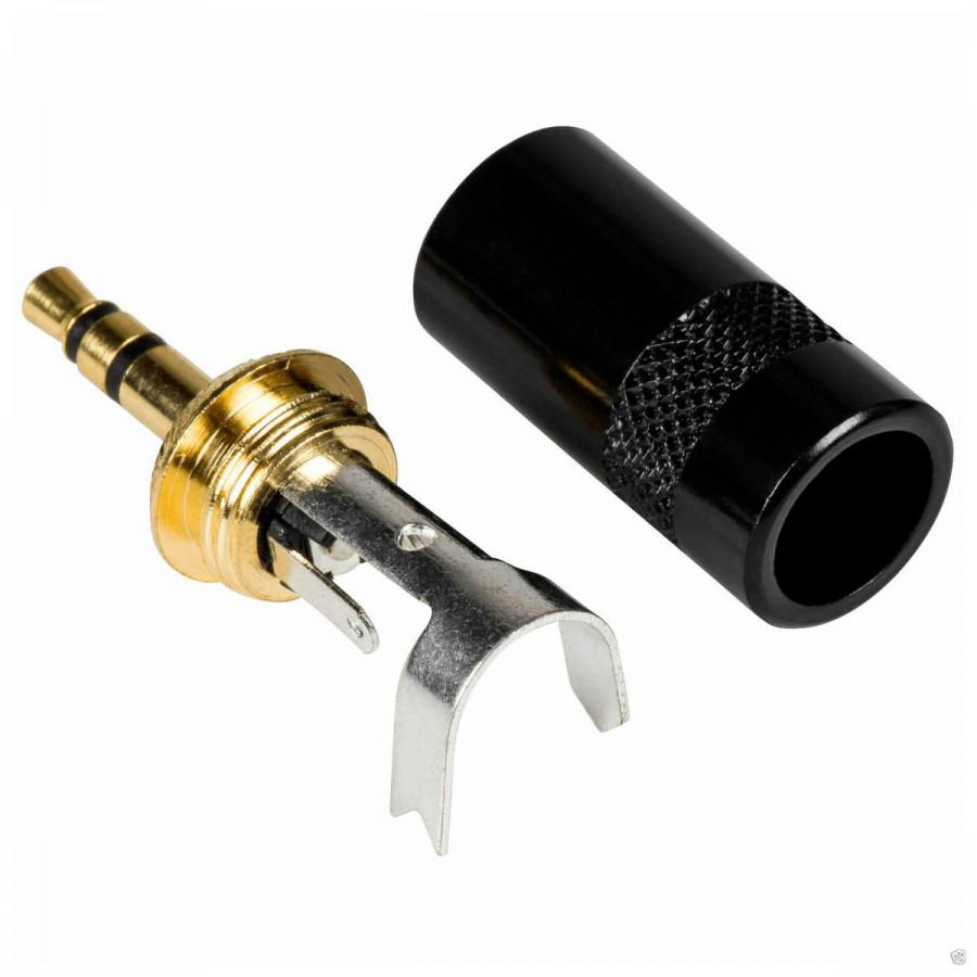 Rean - Plug 3.5 mm Negro Estereo Entrada 8 mm, Contactos: Oro Mod.NYS 231BG-LL_3