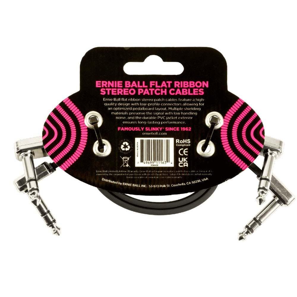 Ernie Ball - 2 Cables de Audio Angulado/Angulado Estéreo, Tamaño: 0.3048 Mts., Color: Negro Mod.6405_2