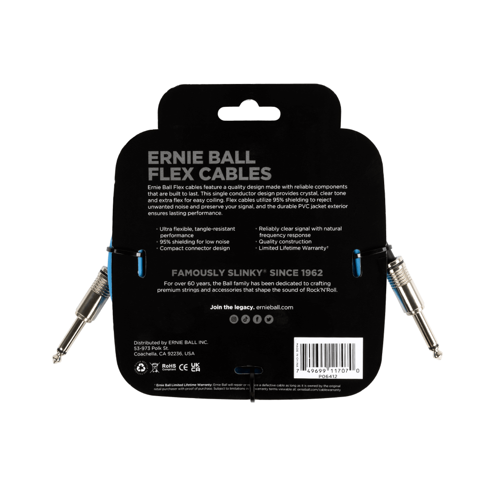 Ernie Ball - Cable de Audio 3.048 Mts., Azul (Recto/Recto) Mod.6412_3