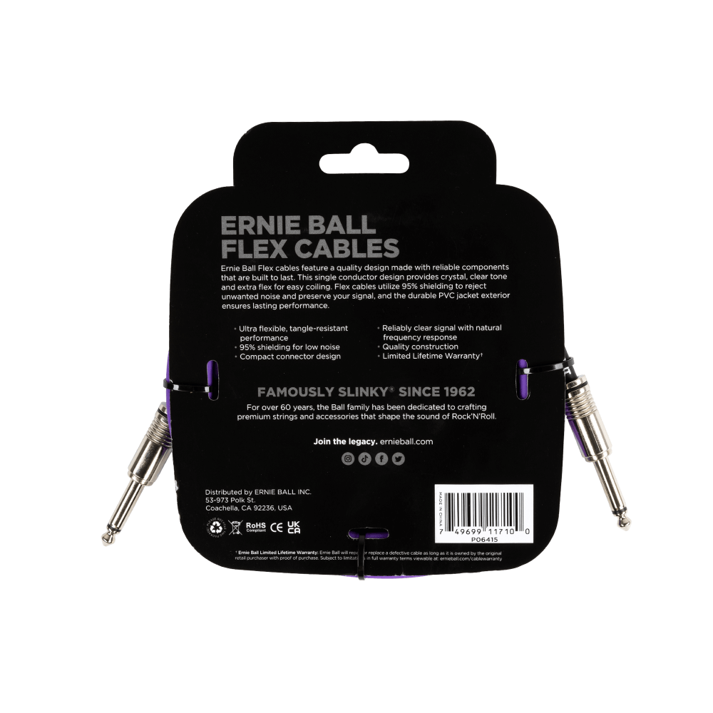 Ernie Ball - Cable de Audio 3.048 Mts., Morado (Recto/Recto) Mod.6415_4