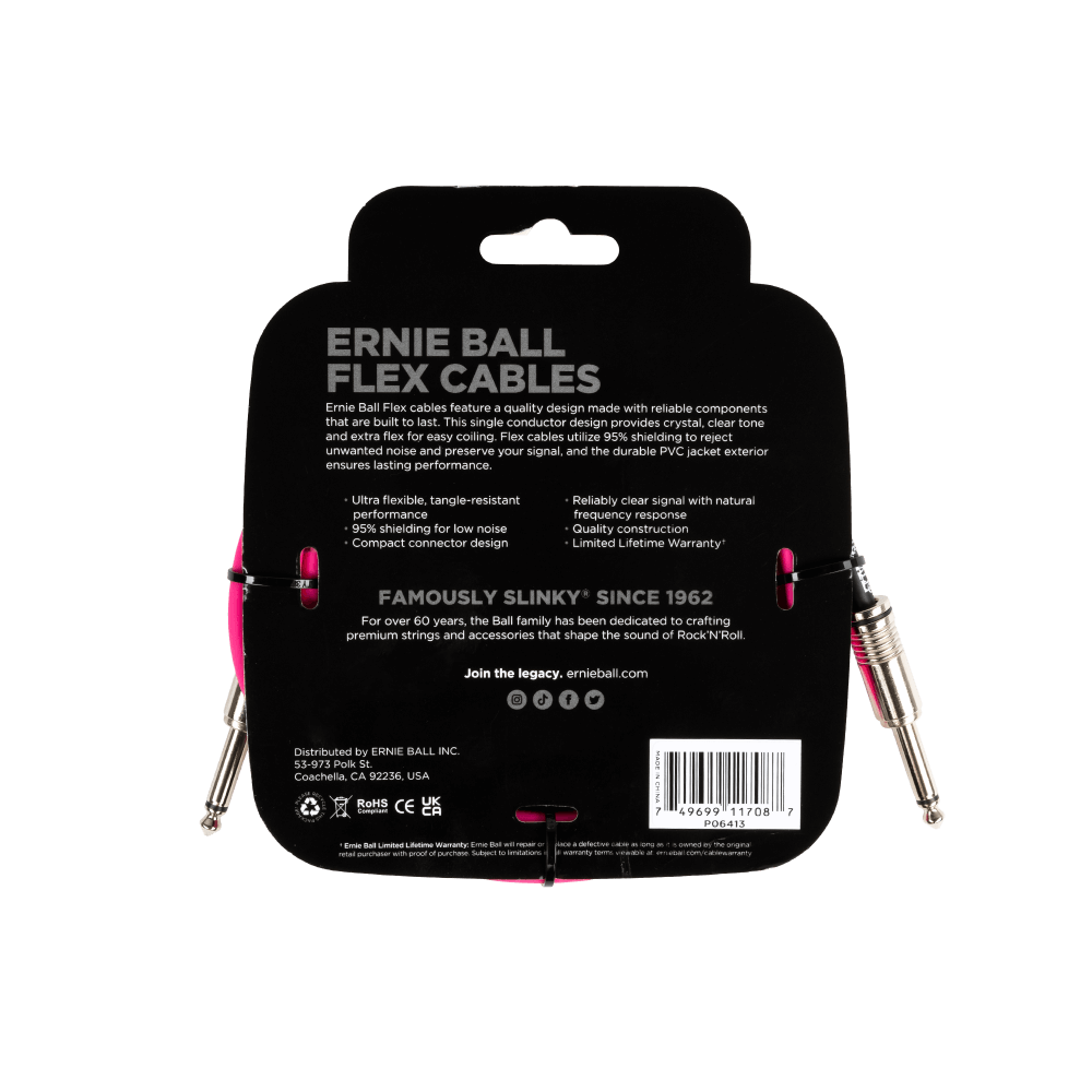 Ernie Ball - Cable de Audio 3.048 Mts., Rosa (Recto/Recto) Mod.6413_5