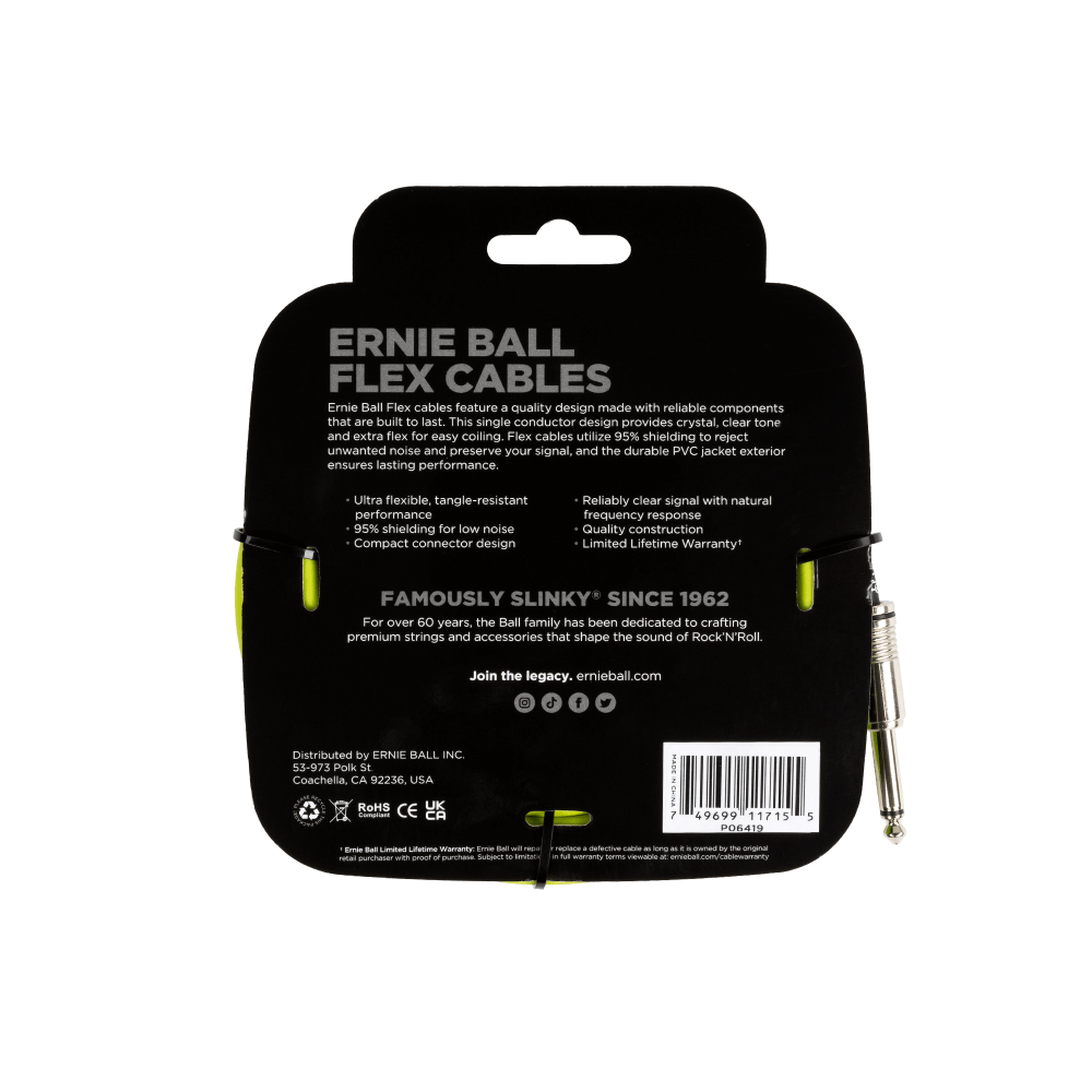 Ernie Ball - Cable de Audio 6.10 Mts., Verde (Recto/Recto) Mod.6419_11