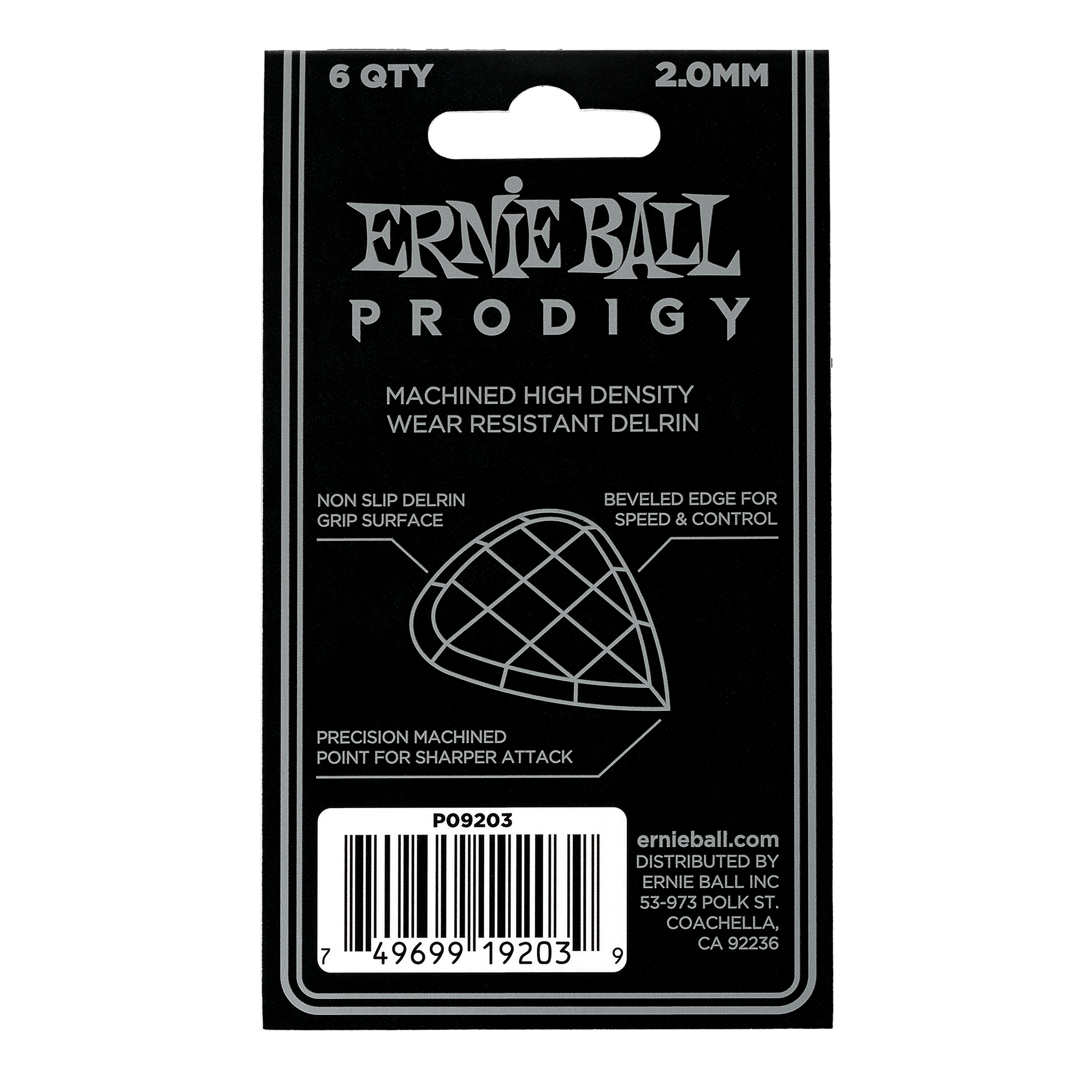 Ernie Ball - 6 Plumillas Prodigy Mini, Color: Blanca Calibre 2.00 mm. Mod.9203_13