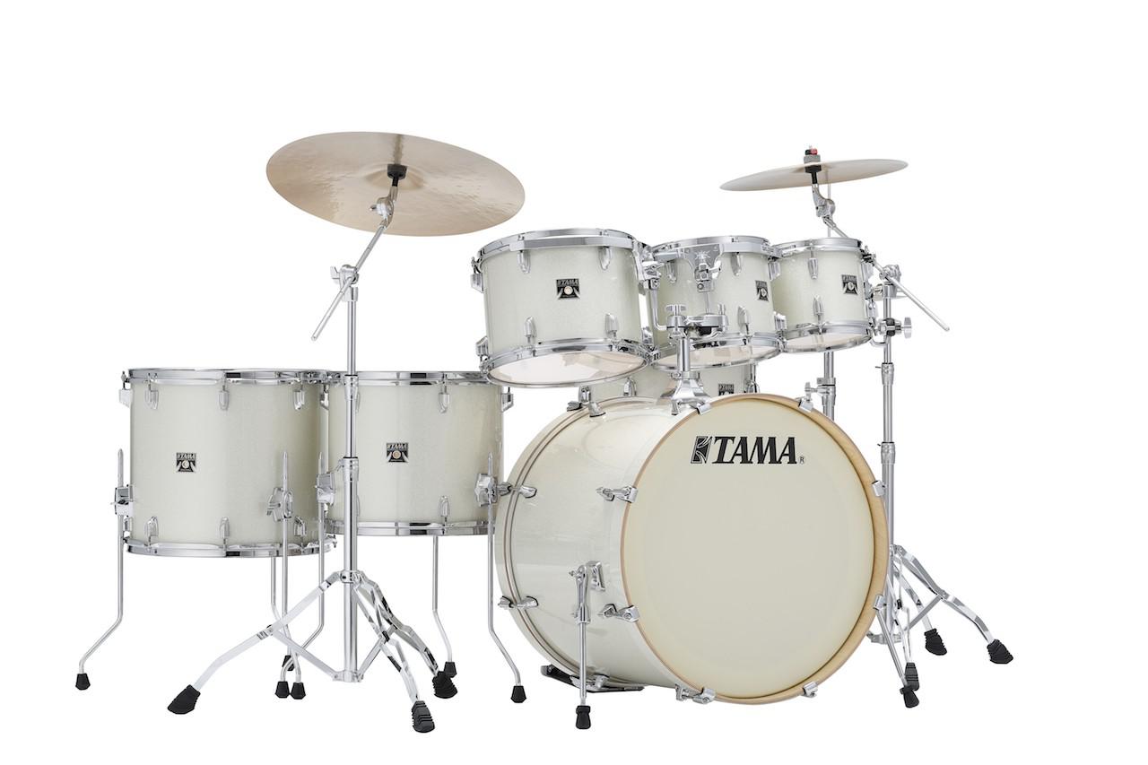 Tama - Bateria Superstar Classic Maple de 7 Piezas con Atriles, Color: Blanco Brillante Mod.CK72S-VWS_18