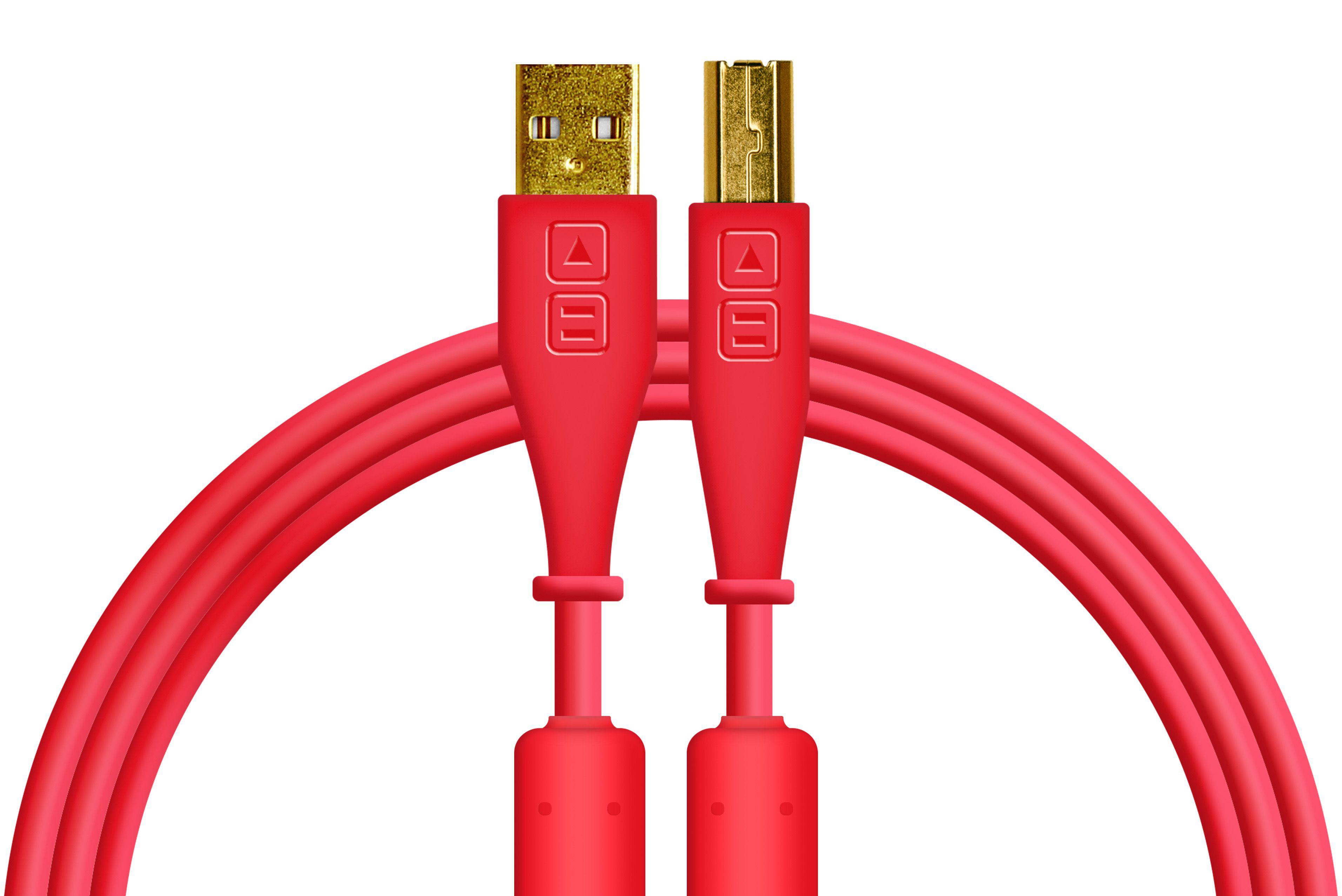 DJTT - Cable de Datos y Audio USB-A a USB-B, Recto / Recto Color: Rojo_7