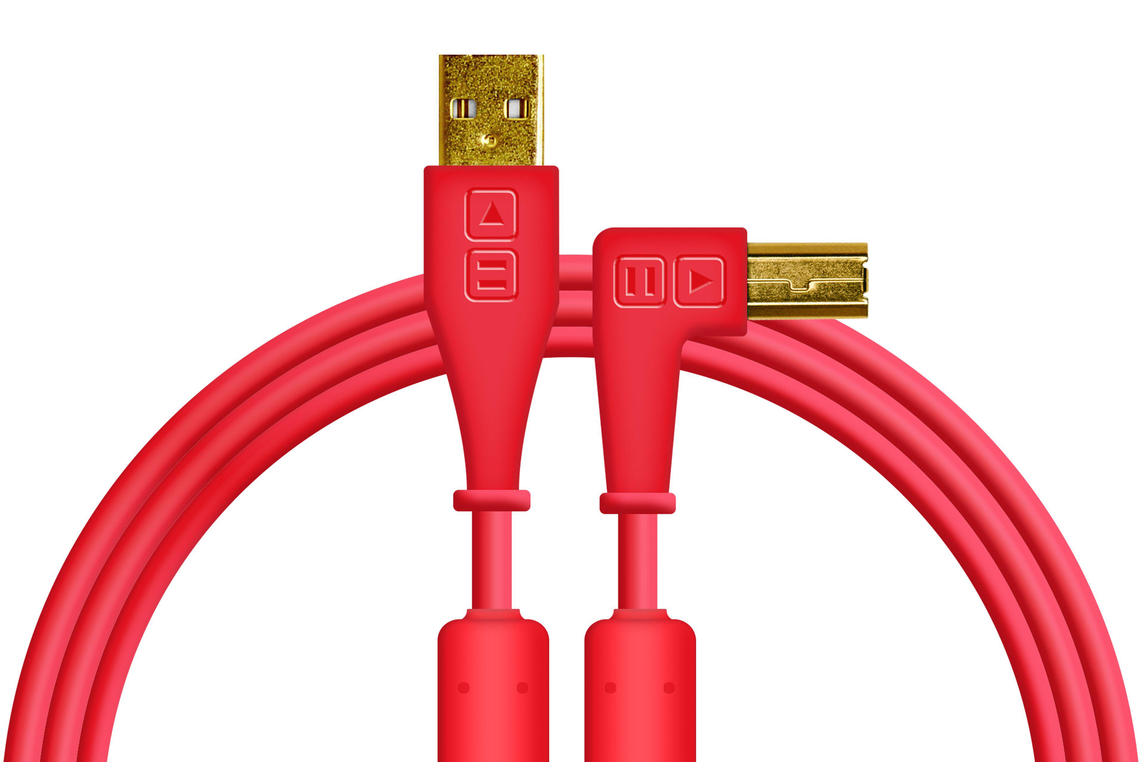 DJTT - Cable de Datos y Audio USB-A a USB-B, Recto / Angulado Color: Rojo_22