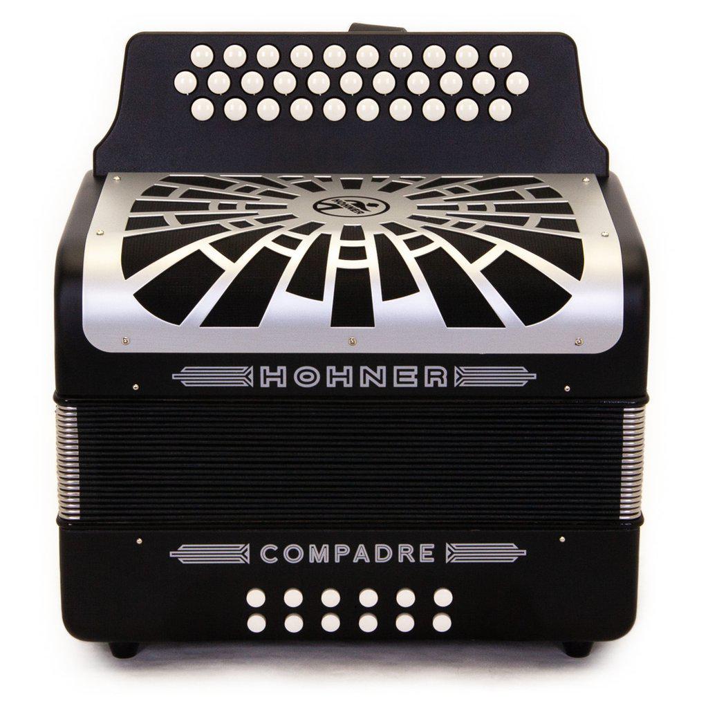 Hohner - Acordeón Compadre, Diatónico Mi-La-Re, Color: Negro con Mochila Mod.A48821_62