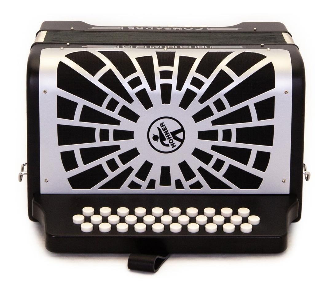 Hohner - Acordeón Compadre, Diatónico Mi-La-Re, Color: Negro con Mochila Mod.A48821_65