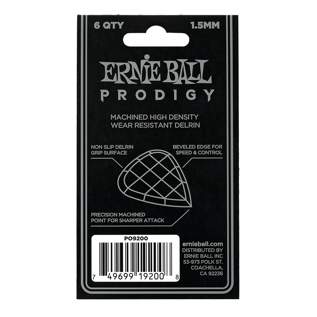 Ernie Ball - 6 Plumillas Prodigy Mini, Color: Negro Calibre: 1.5 mm. Mod.9200_3