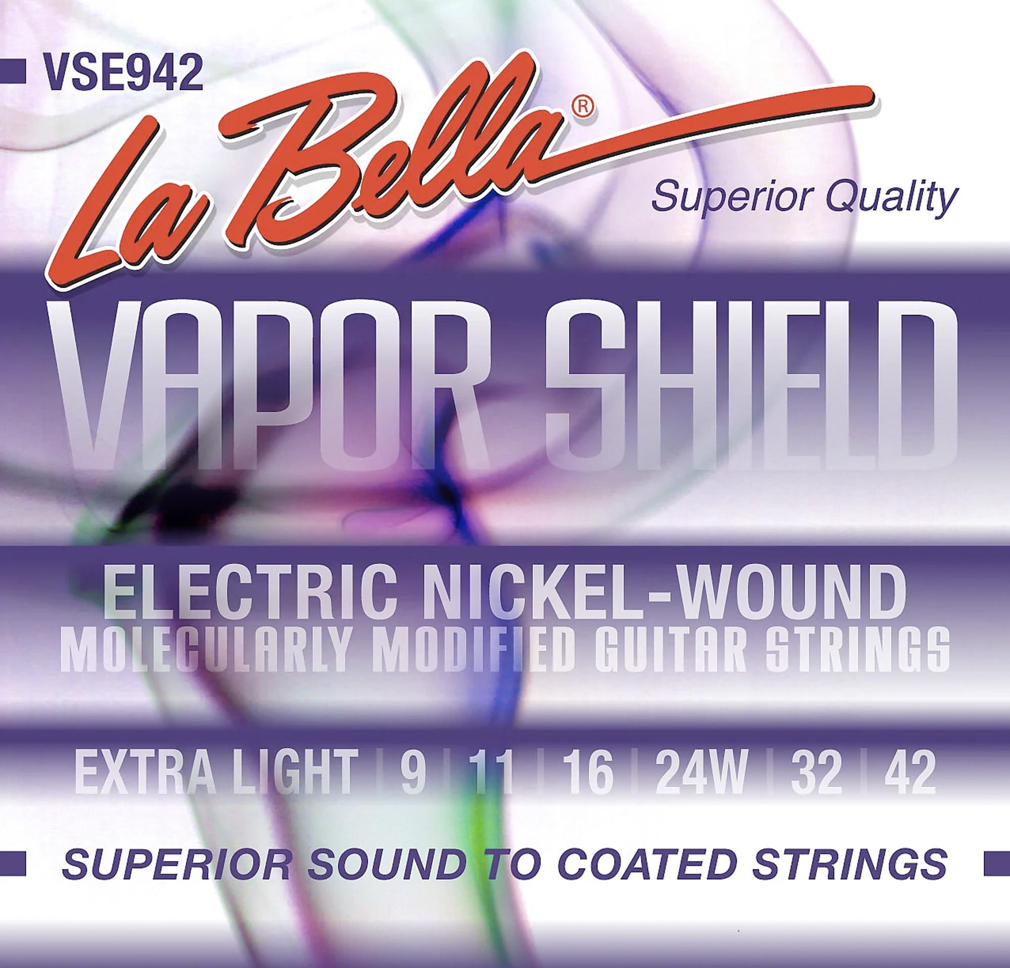 La Bella - Encordado Vapor Shield para Guitarra Eléctrica, Extra Light 9-42 Mod.VSE942_159