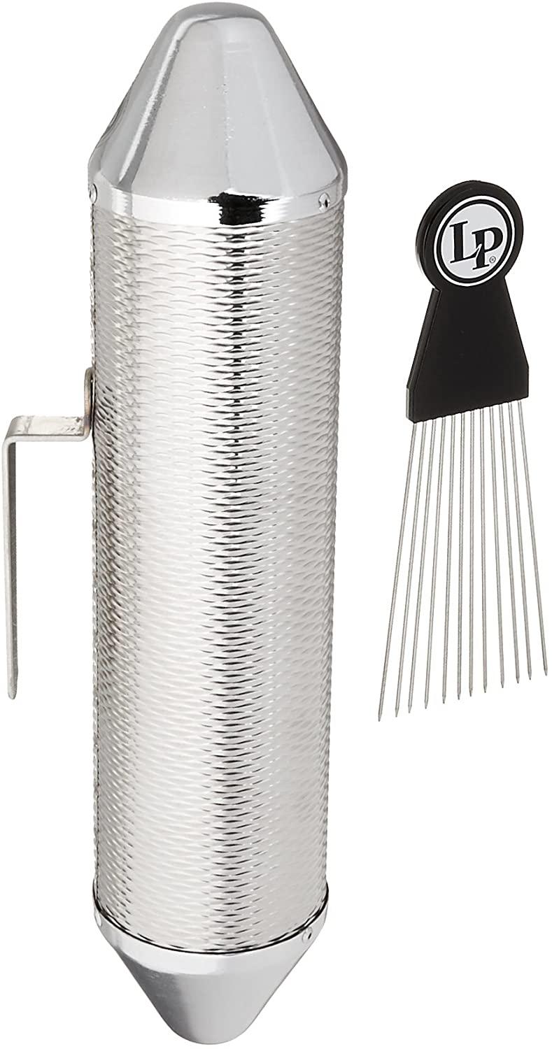 Latin Percussion - Guiro Torpedo, Tamaño Chico Material Metal con Raspador Mod.LP306B_20