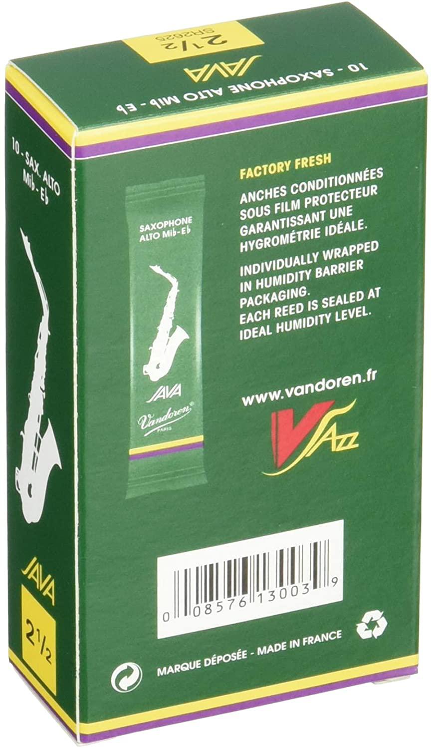 Vandoren - Cañas JAVA para Sax Alto, 10 Piezas Medida: 2 1/2 Mod.SR2625_10