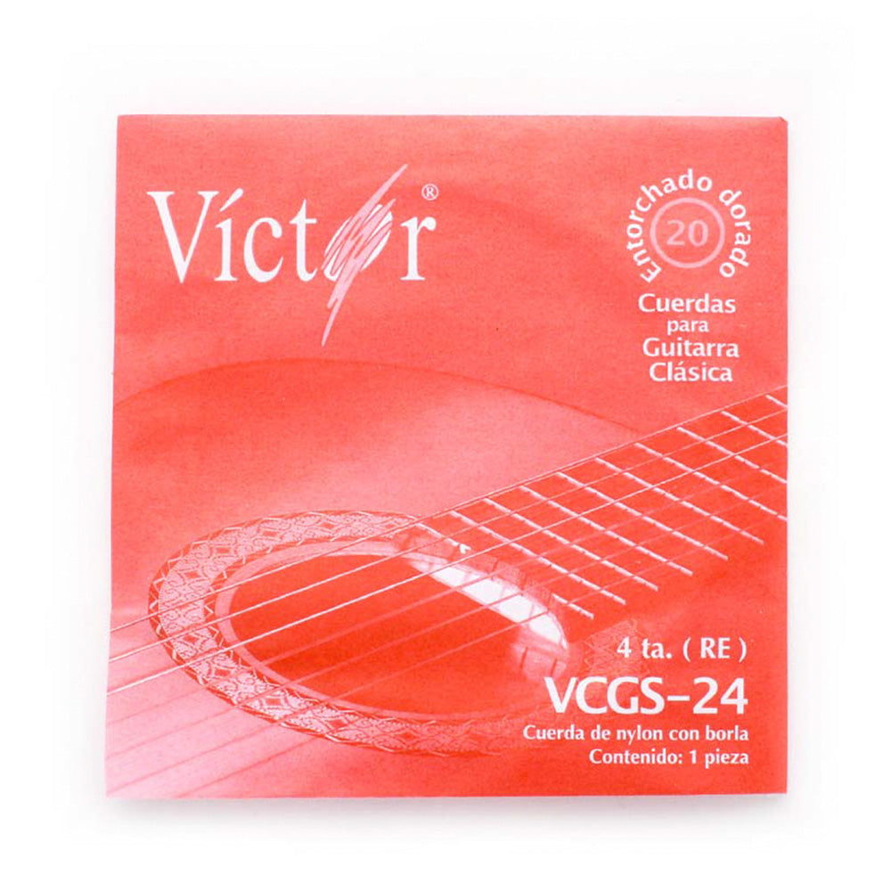 Victor - Cuerda Para Guitarra Clasica, 4A., Entorchado Tumbaga Dorado Con Borla Mod.VCGS-24-6