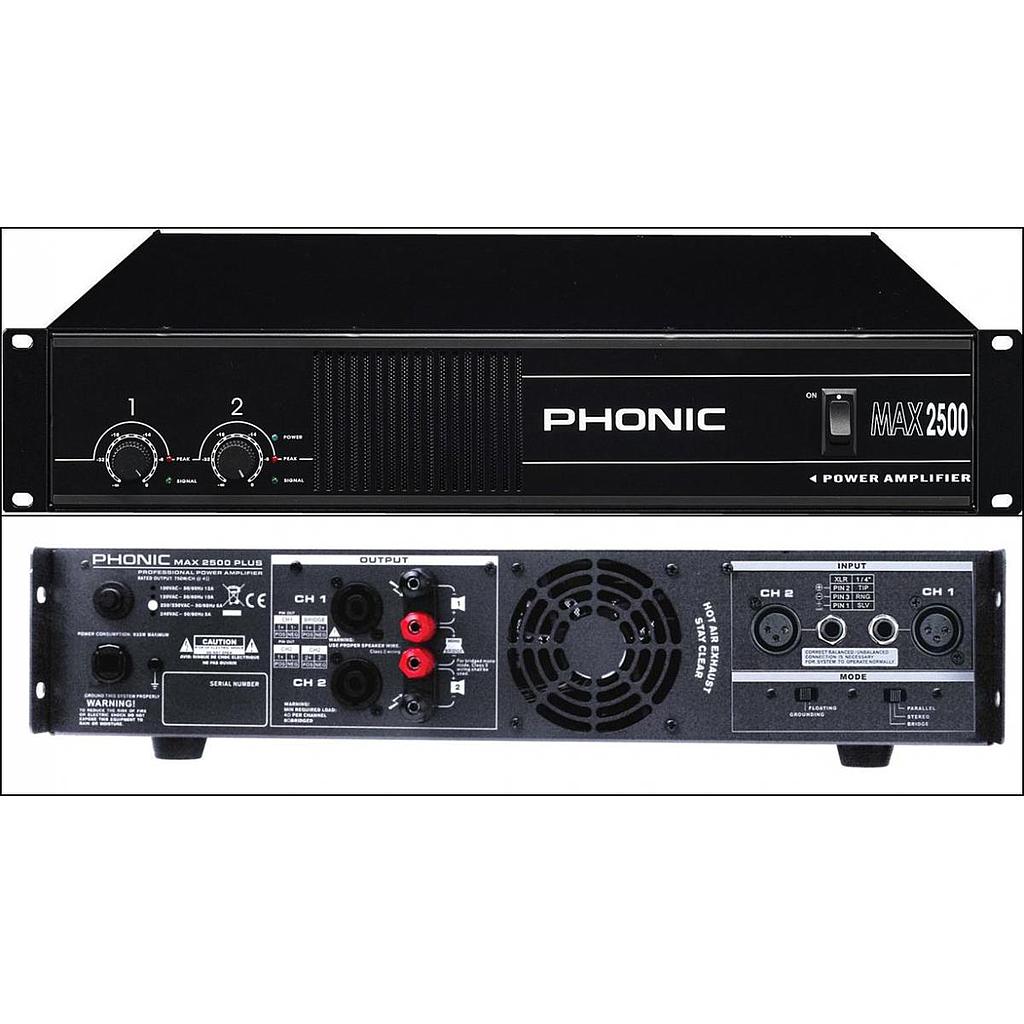 Phonic - Amplificador de potencia de 1500 W Mod.MAX-2500