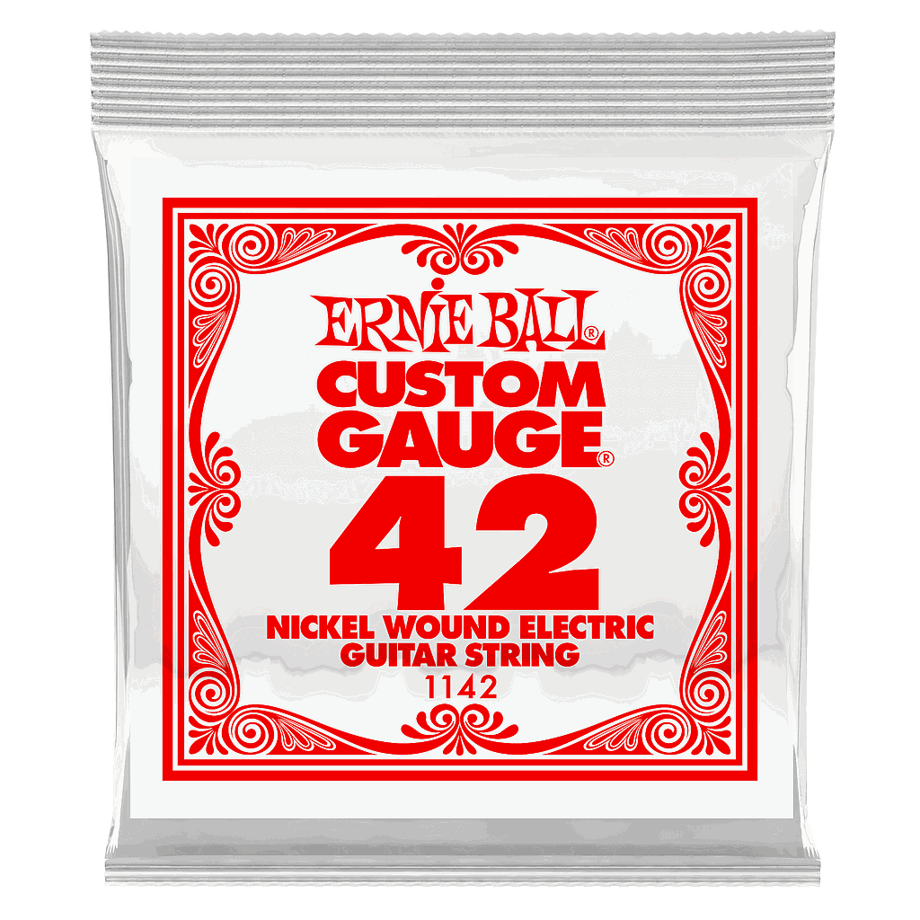 Ernie Ball - Cuerdas Custom para Guitarra Eléctrica, 6 Piezas Nickel .042 Mod.1142