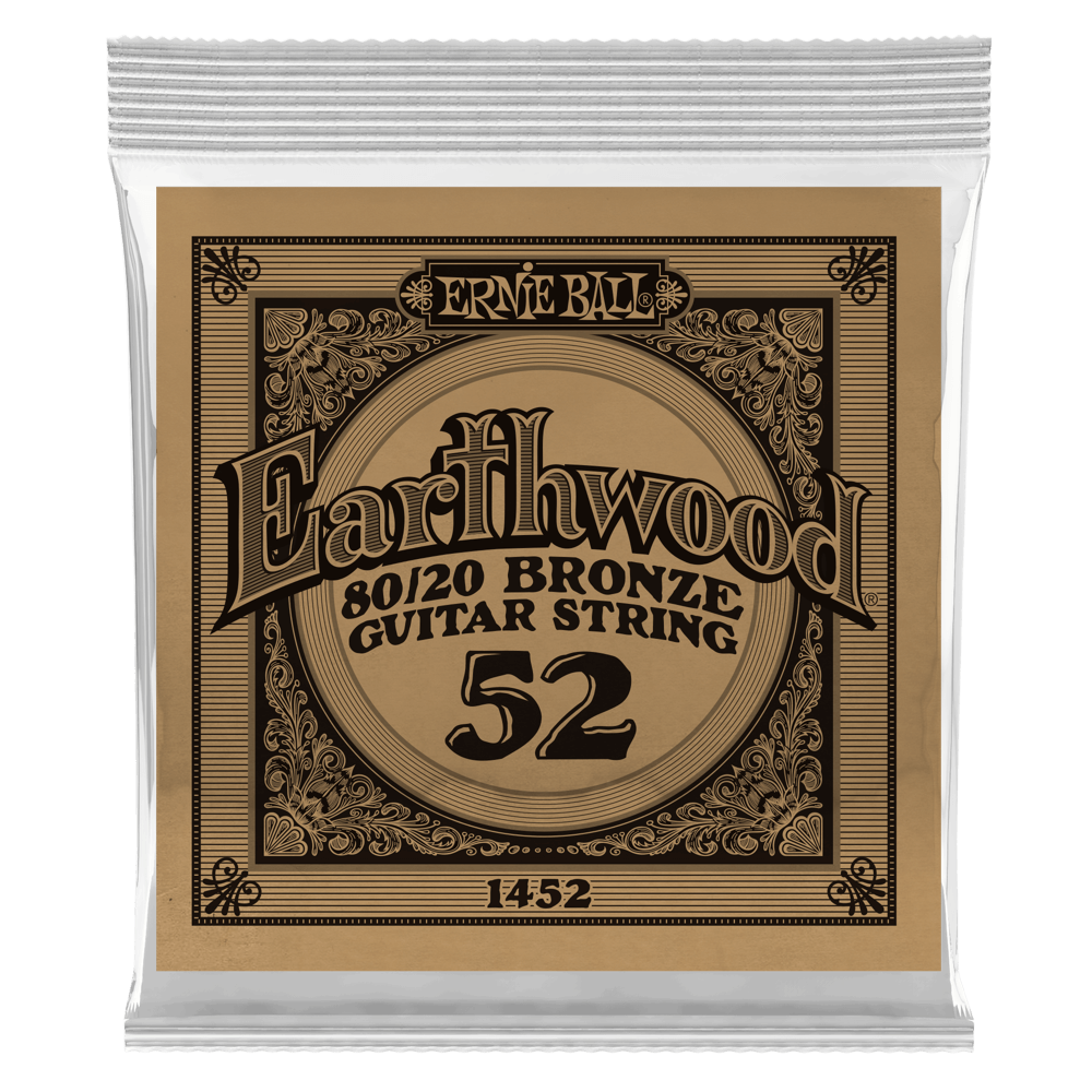 Ernie Ball - Cuerdas Earthwood para Guitarra Acústica, 6 Piezas Bronce .052 Mod.1452