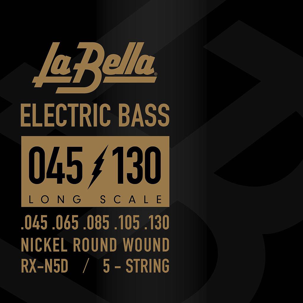 La Bella - Encordado RX para Bajo Eléctrico de 5 Cuerdas, Niquel Mod.RX-N5D