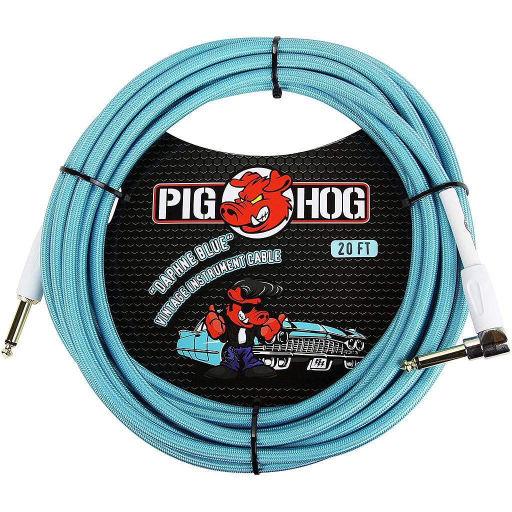 Pig Hog - Cable Recto/Angulado para Instrumento, Tamaño: 6.10 mts. Color: Azúl Mod.PCH20DBR