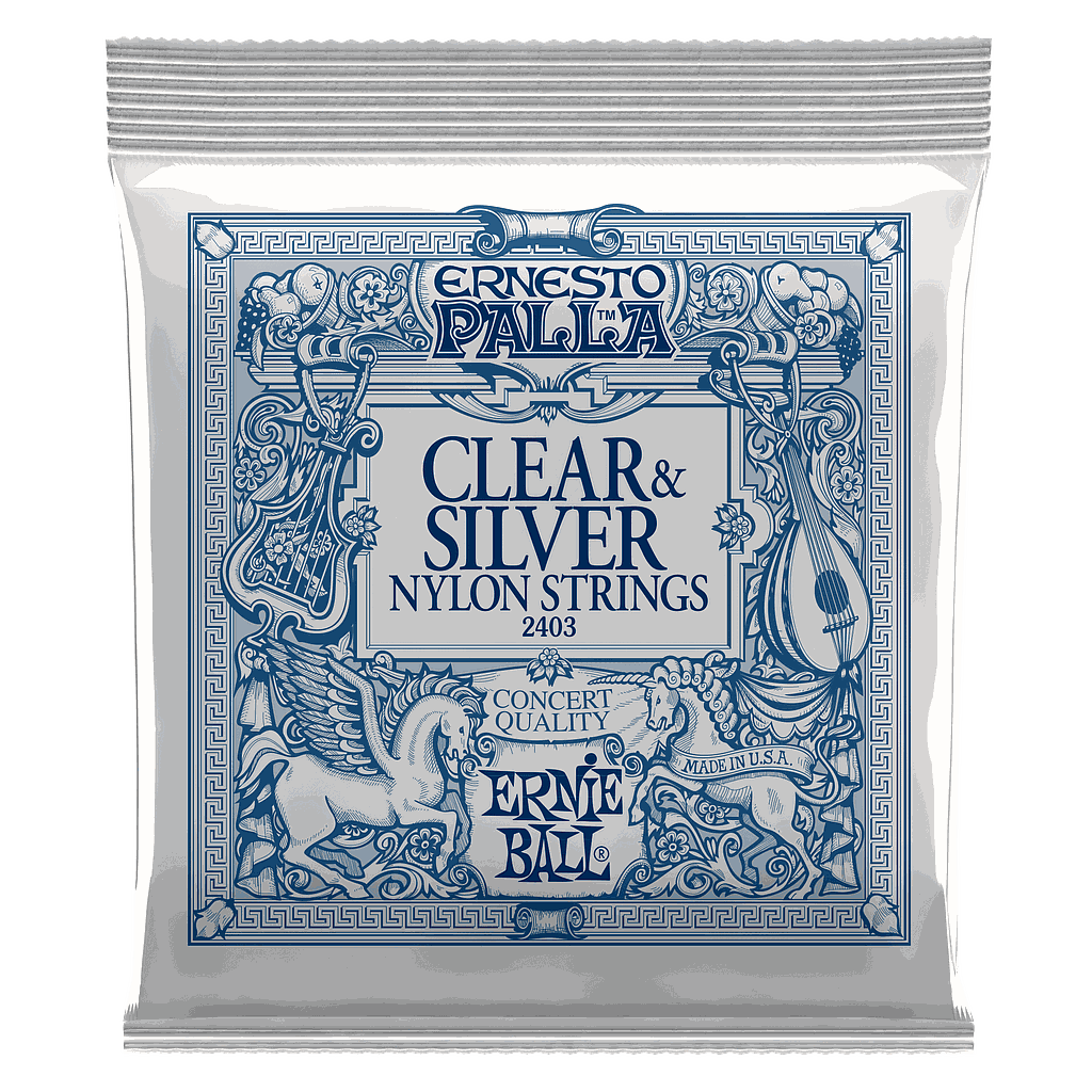 Ernie Ball - Encordado para Guitarra Clásica Ernesto Palla Clear & Silver, Nylon Mod.2403