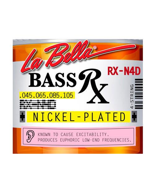 La Bella - Encordado RX para Bajo Eléctrico de 4 Cuerdas, Niquel 045-105 Mod.RX-N4D