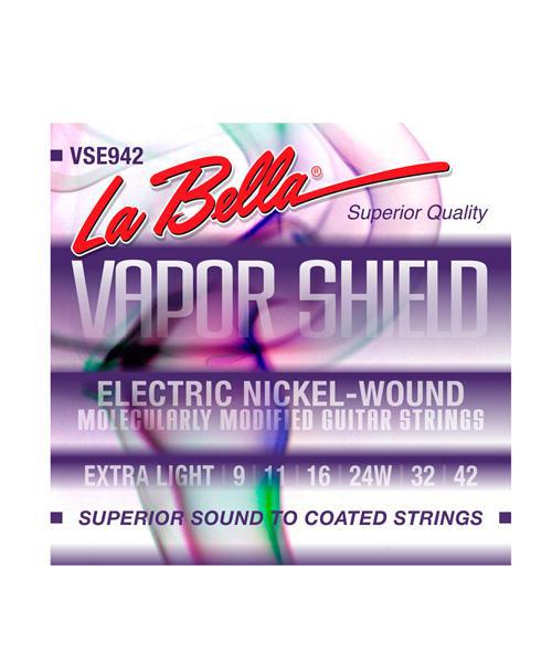 La Bella - Encordado Vapor Shield para Guitarra Eléctrica, Extra Light 9-42 Mod.VSE942