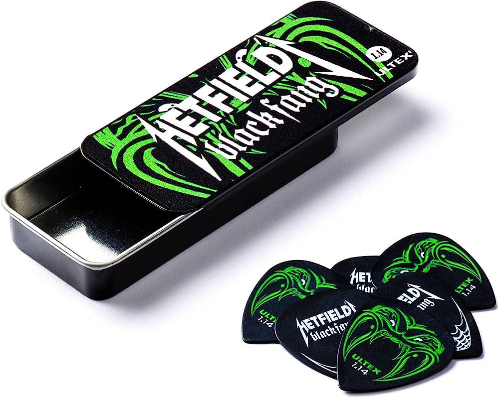 Dunlop - 6 Plumillas James Hetfield Black Fang con Estuche, Calibre: 1.14 Mod.PH112T1.14