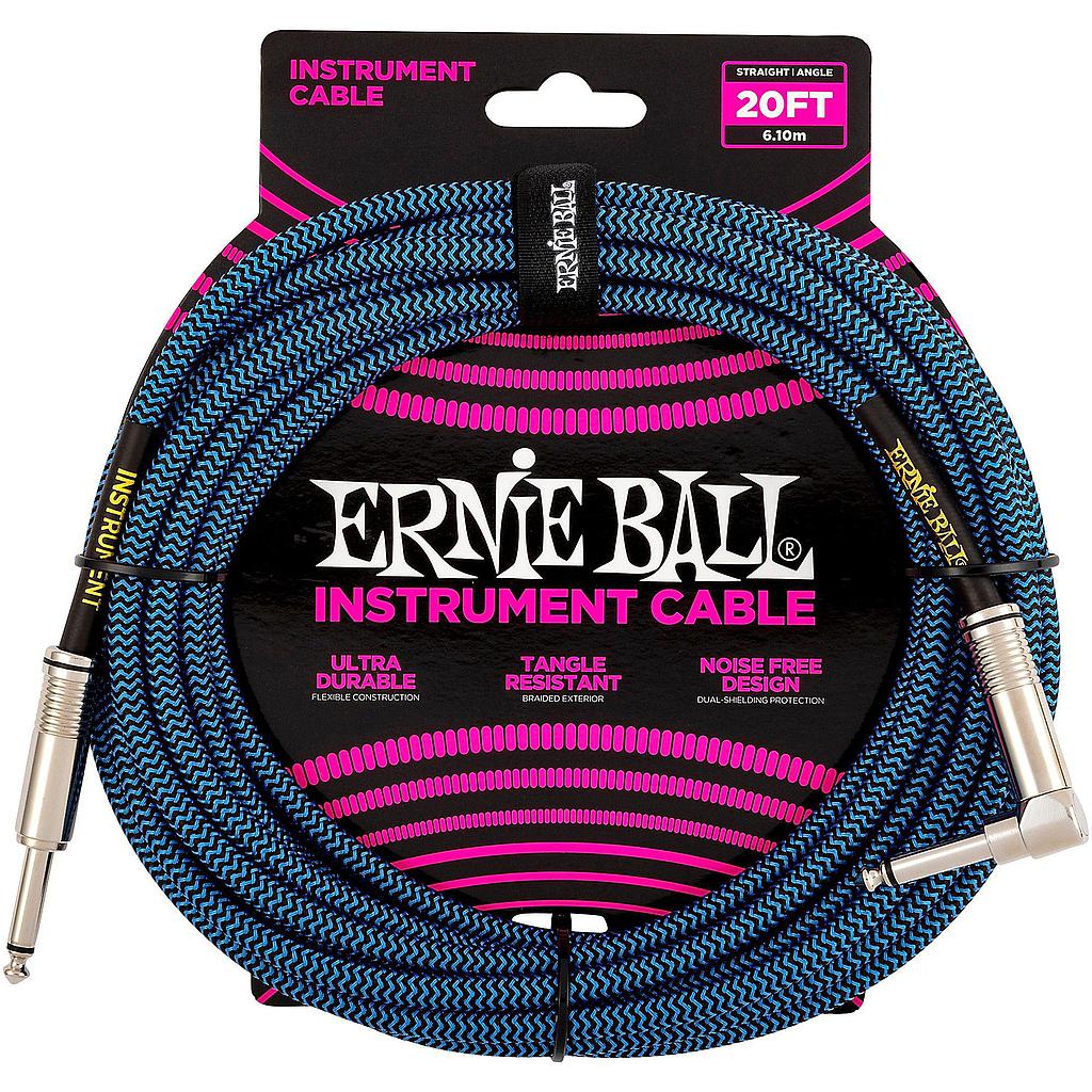 Ernie Ball - Cable de Audio Recto/Recto para Instrumento, Tamaño: 6.10 mts. Mod.6090