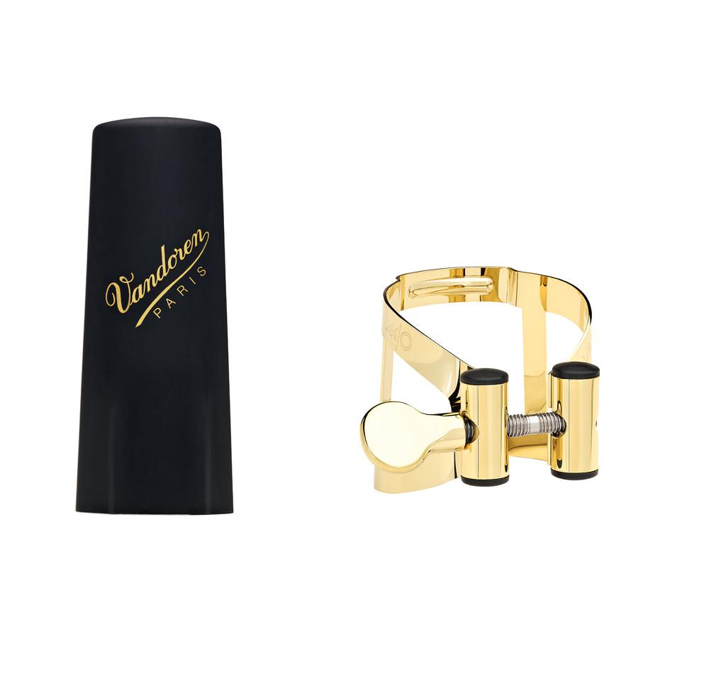 Vandoren - Abrazadera y Tapa para Sax Tenor, Dorado Mod.LC58DP