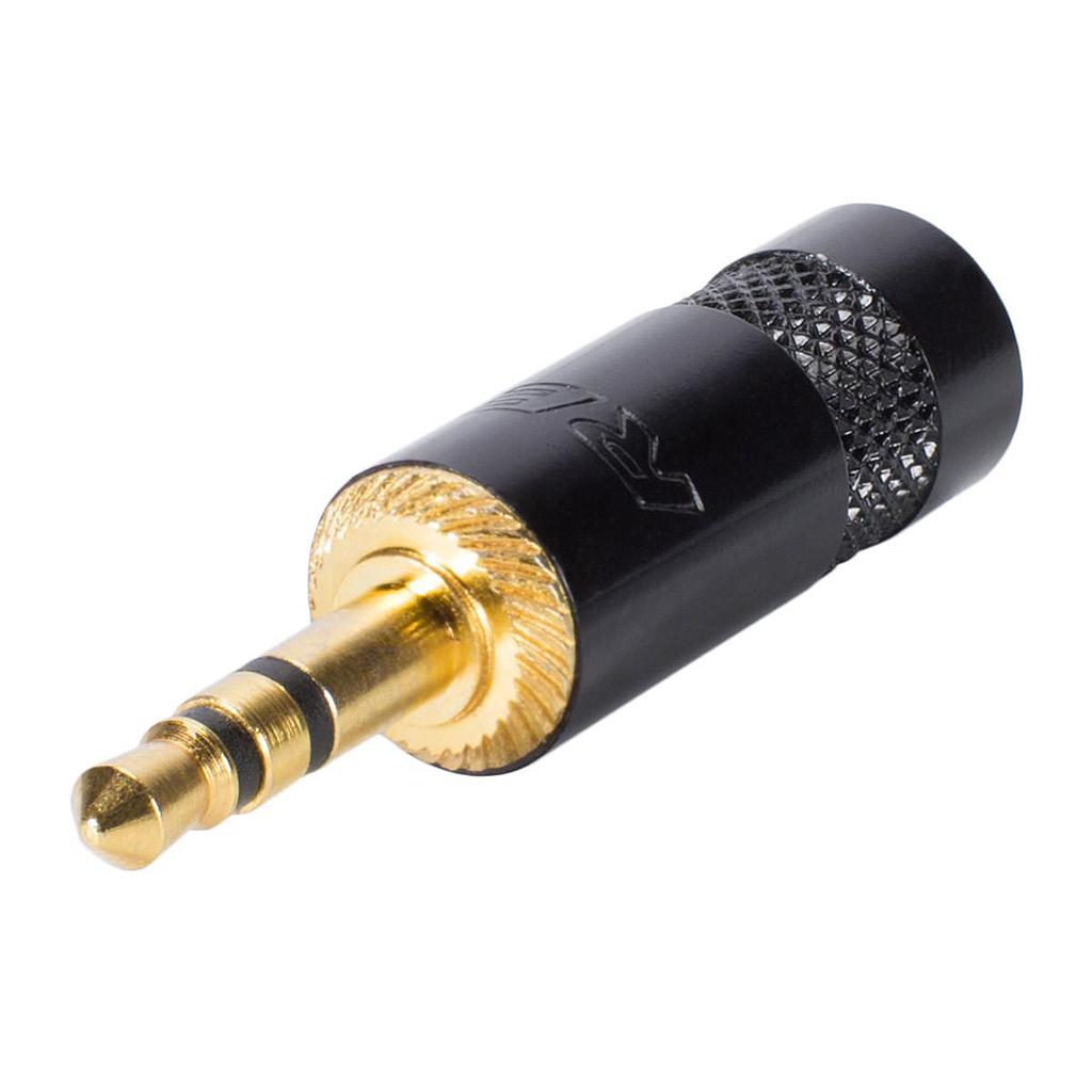 Rean - Plug 3.5 mm Negro Estereo Entrada 8 mm, Contactos: Oro Mod.NYS 231BG-LL