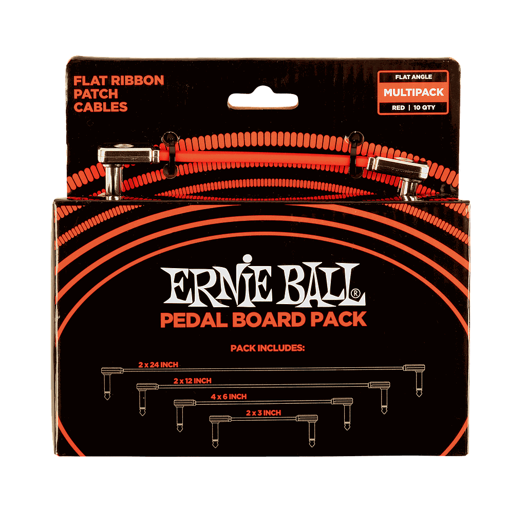 Ernie Ball - Cables de Audio Angulado/Angulado para Pedal Board, Color: Rojo Tamaño: Varios Mod.6404