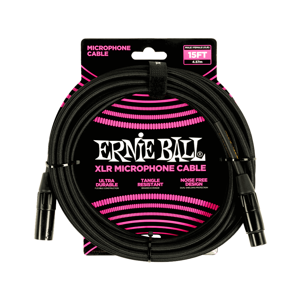 Ernie Ball - Cable Para Micrófono, Tamaño: 4.572 Mts., Color: Negro Mod.6391