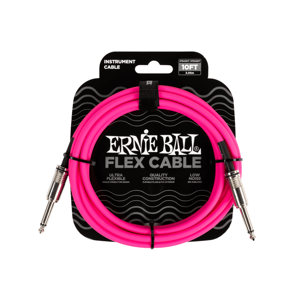 Ernie Ball - Cable de Audio 3.048 Mts., Rosa (Recto/Recto) Mod.6413