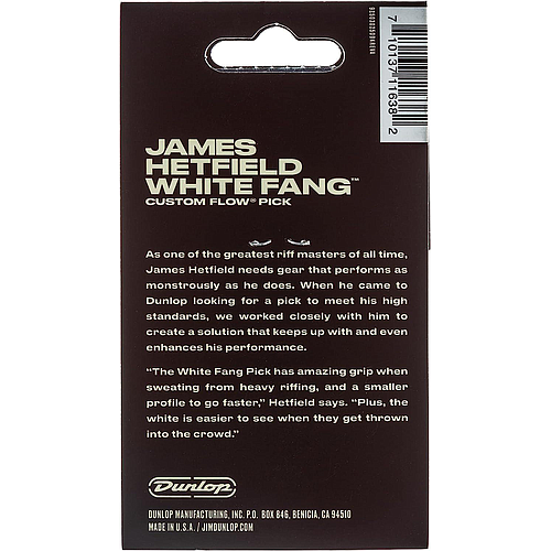 Dunlop - 6 Plumillas James Hetfield White Fang para Guitarra, Tamañi: 1.00 mm Mod.PH122P100_16