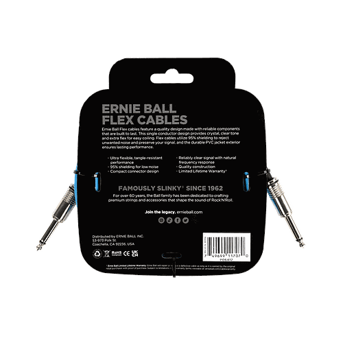 Ernie Ball - Cable de Audio 3.048 Mts., Azul (Recto/Recto) Mod.6412_3