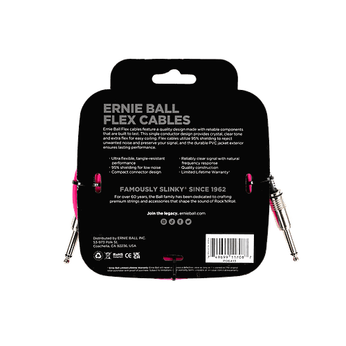 Ernie Ball - Cable de Audio 3.048 Mts., Rosa (Recto/Recto) Mod.6413_5