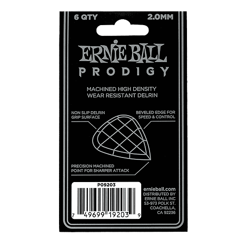 Ernie Ball - 6 Plumillas Prodigy Mini, Color: Blanca Calibre 2.00 mm. Mod.9203_13