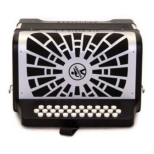 Hohner - Acordeón Compadre, Diatónico Mi-La-Re, Color: Negro con Mochila Mod.A48821_65