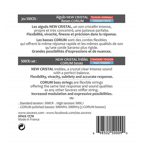 Savarez - Encordado New Cristal Corum Mixed Tension para Guitarra Clásica Mod.500CRJ_2