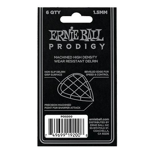 Ernie Ball - 6 Plumillas Prodigy Mini, Color: Negro Calibre: 1.5 mm. Mod.9200_3