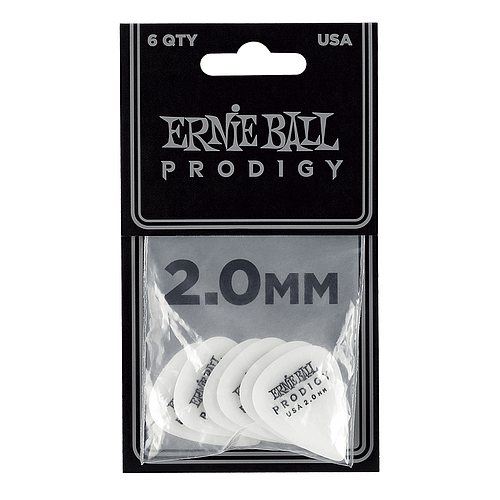 Ernie Ball - 6 Plumillas Prodigy Standard, Color: Blanca Calibre: 2.00 mm. Mod.9202_2