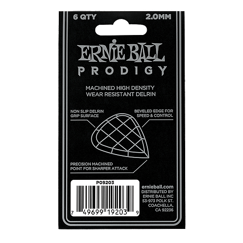 Ernie Ball - 6 Plumillas Prodigy Mini, Color: Blanca Calibre 2.00 mm. Mod.9203_3