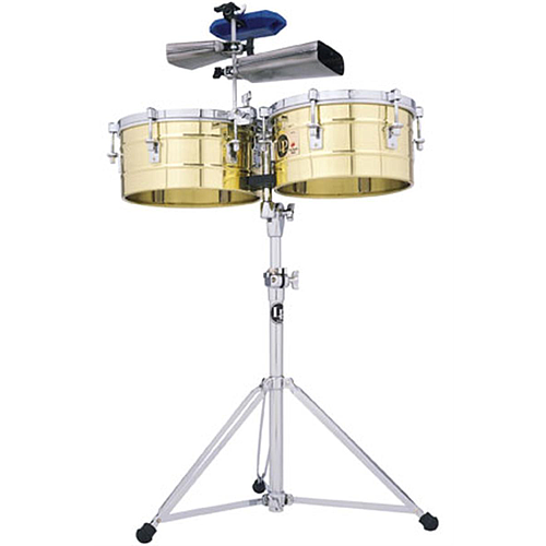 Latin Percussion - Timbal 14/15 Laton con Atril, Soporte para Cencerro Mod.LP257B_147