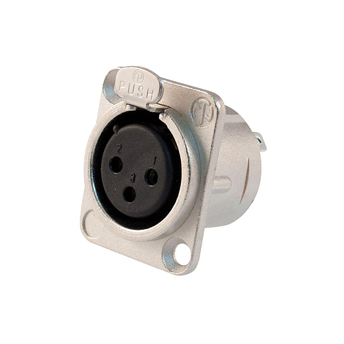 Neutrik - Conector XLR Hembra 3 Polos Serie D Para Chasis Mod.NC3FD-L-1_2