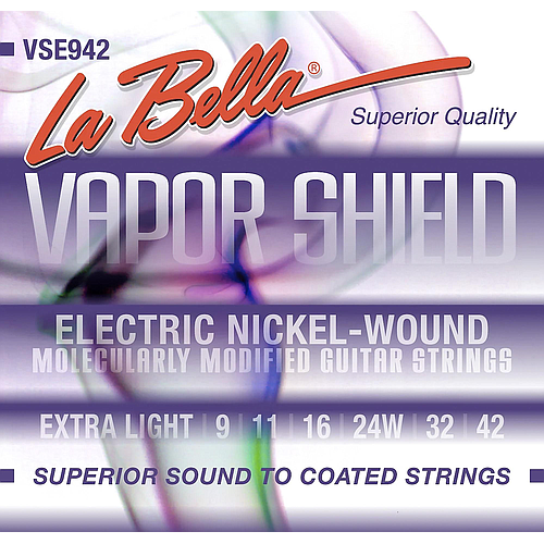 La Bella - Encordado Vapor Shield para Guitarra Eléctrica, Extra Light 9-42 Mod.VSE942_159