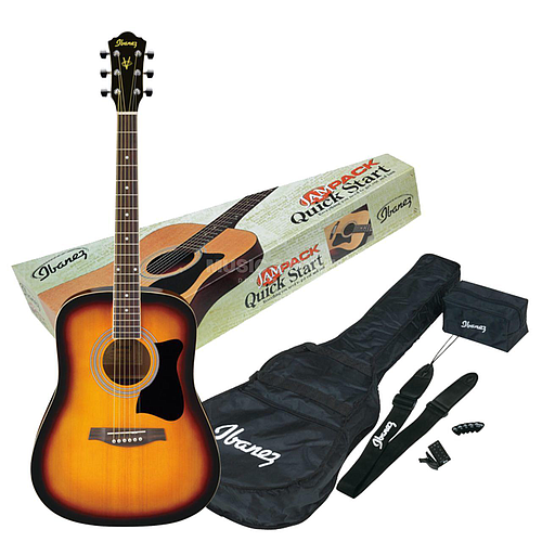 Ibañez - Guitarra Acústica V50 Jampack con Accesorios, Color: Sombra Mod.V50NJP-VS_11