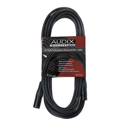 Audix - Cable para Micrófono XLR a XLR, Tamaño: 6.10 mts. Mod.CBL20